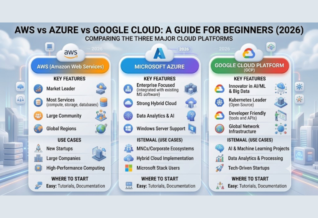 AWS vs Azure vs Google Cloud comparison for beginners in 2026