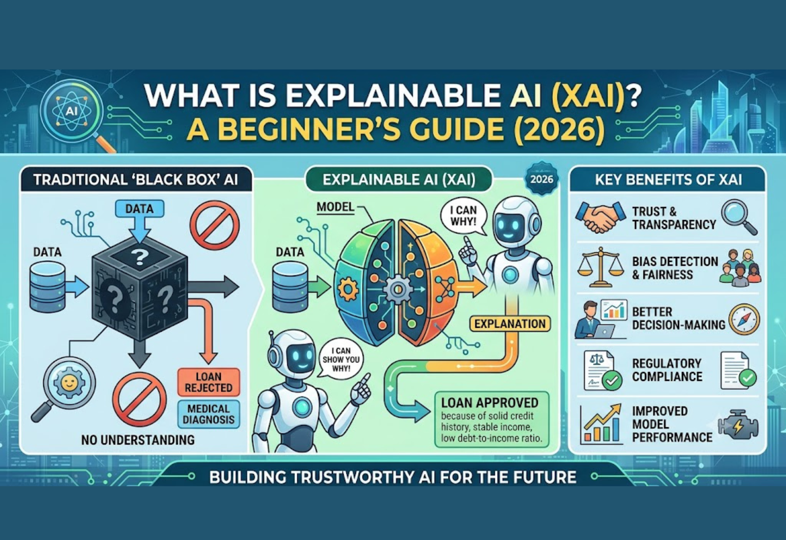 Explainable AI (XAI) concept showing transparent AI decision-making
