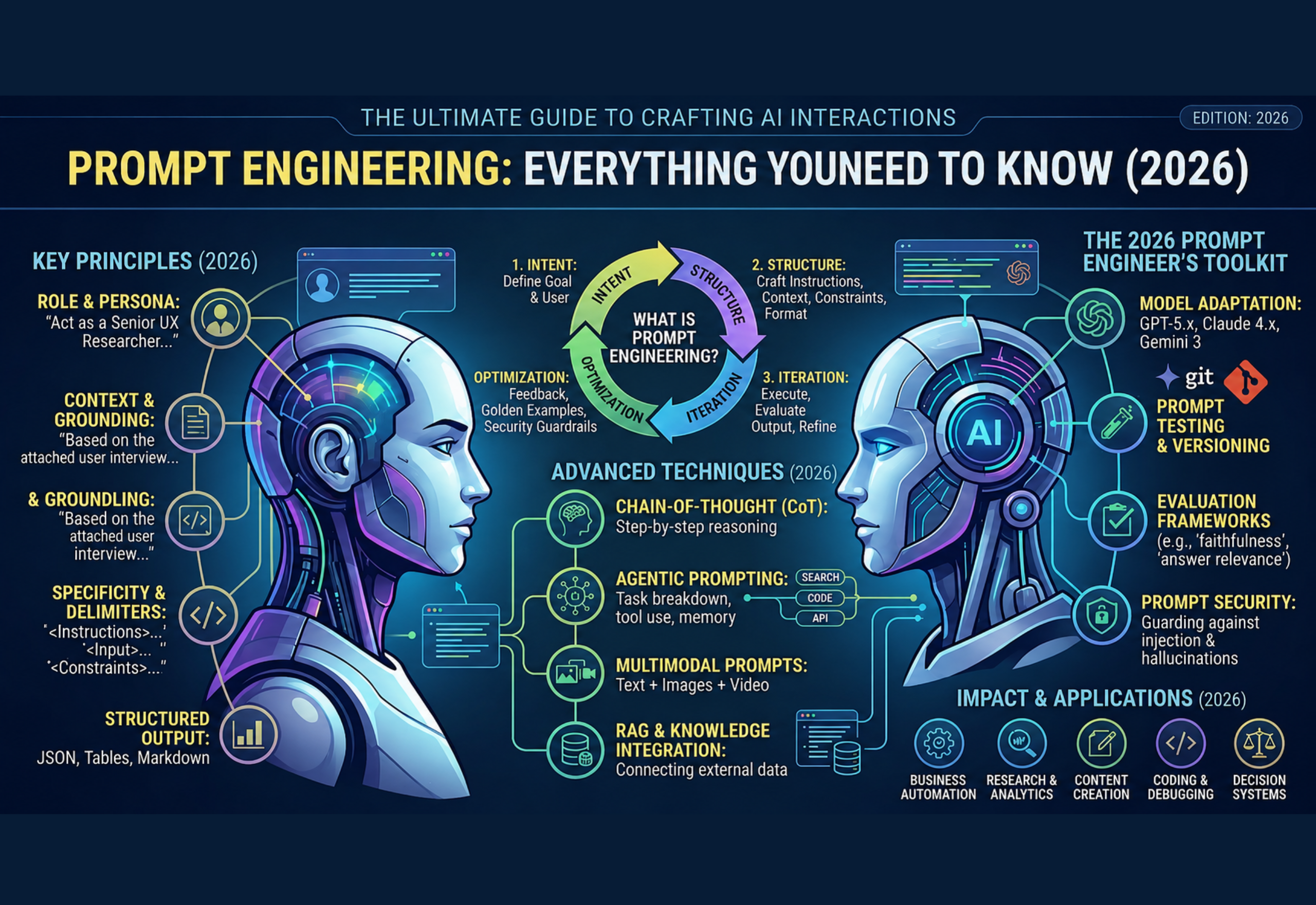 Prompt Engineering guide showing AI prompting techniques and workflow in 2026