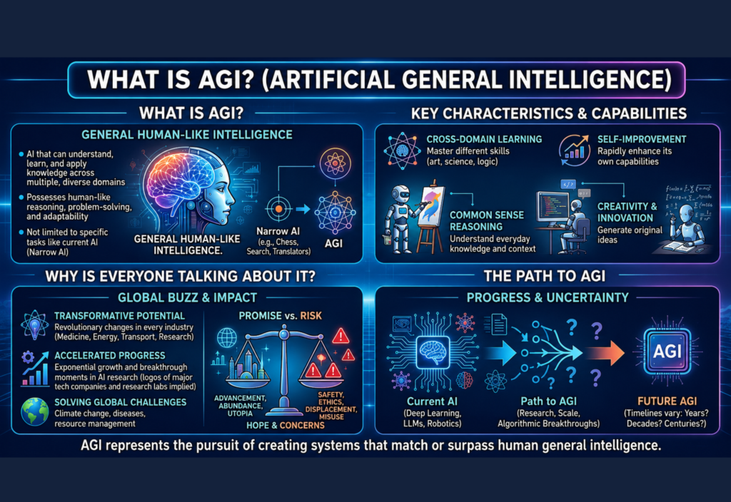 What Is AGI futuristic Artificial General Intelligence technology concept