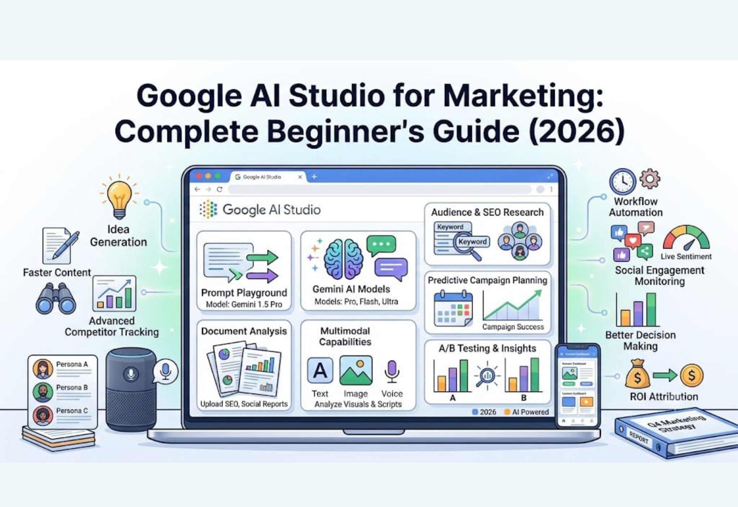 Google AI Studio dashboard for AI-powered digital marketing and content creation