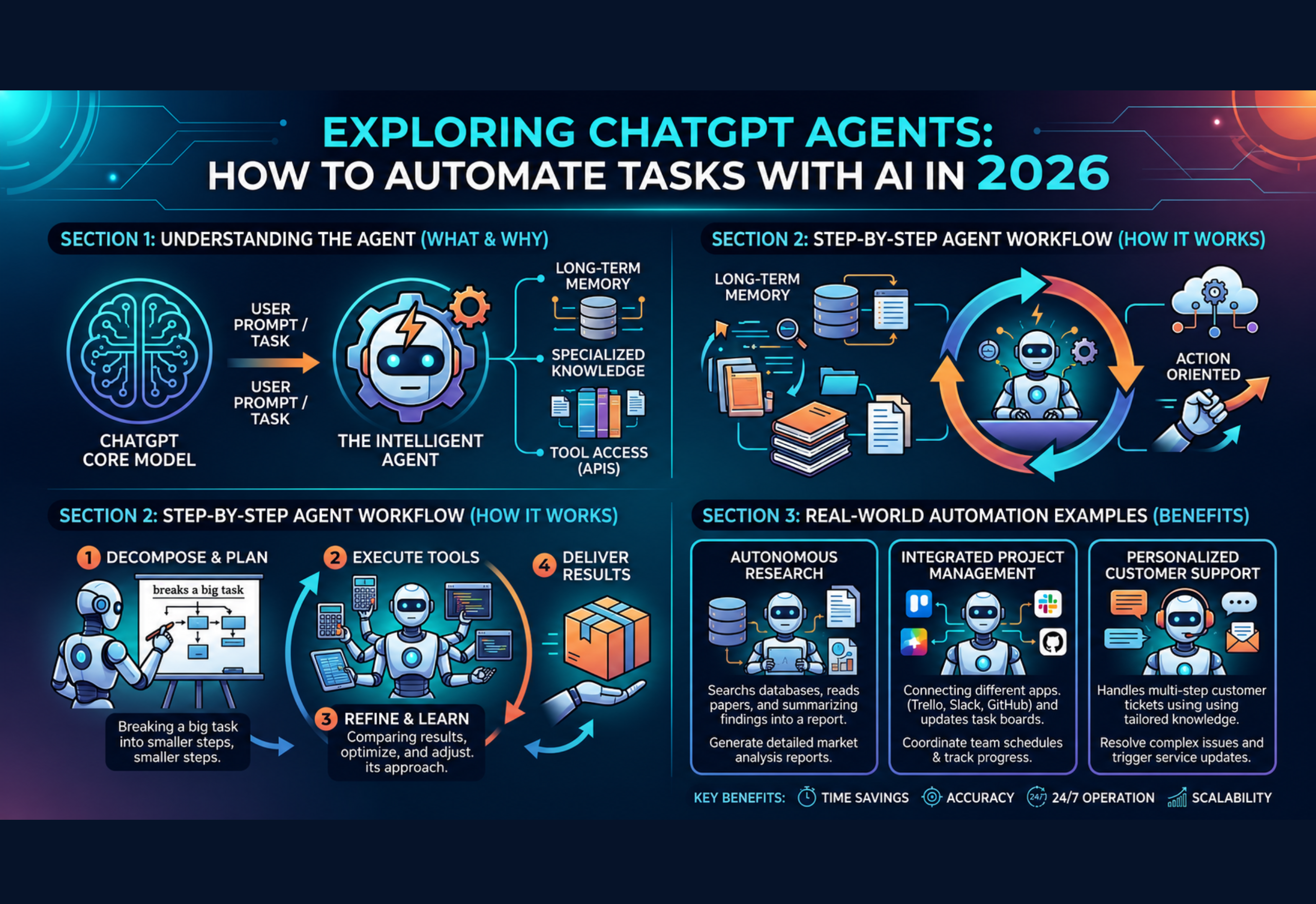 ChatGPT Agent automating tasks with AI using connected tools, workflows, and intelligent