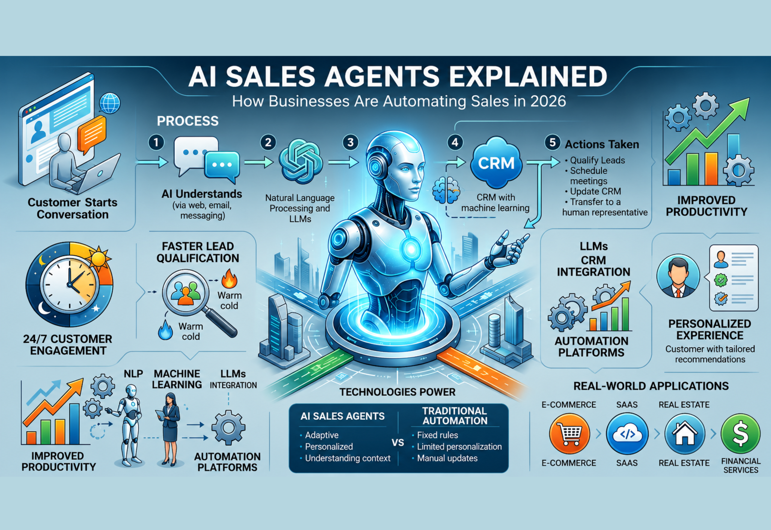 AI Sales Agents automating lead generation, customer engagement, CRM updates, and sales workflows for businesses in 2026
